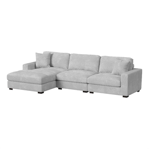 picket house furnishings mesa modular 3pc sectional set with lhf chaise - stone