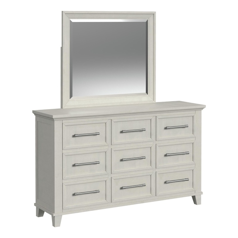 Picket House Furnishings Henrik Dresser and Mirror Set in Ivory