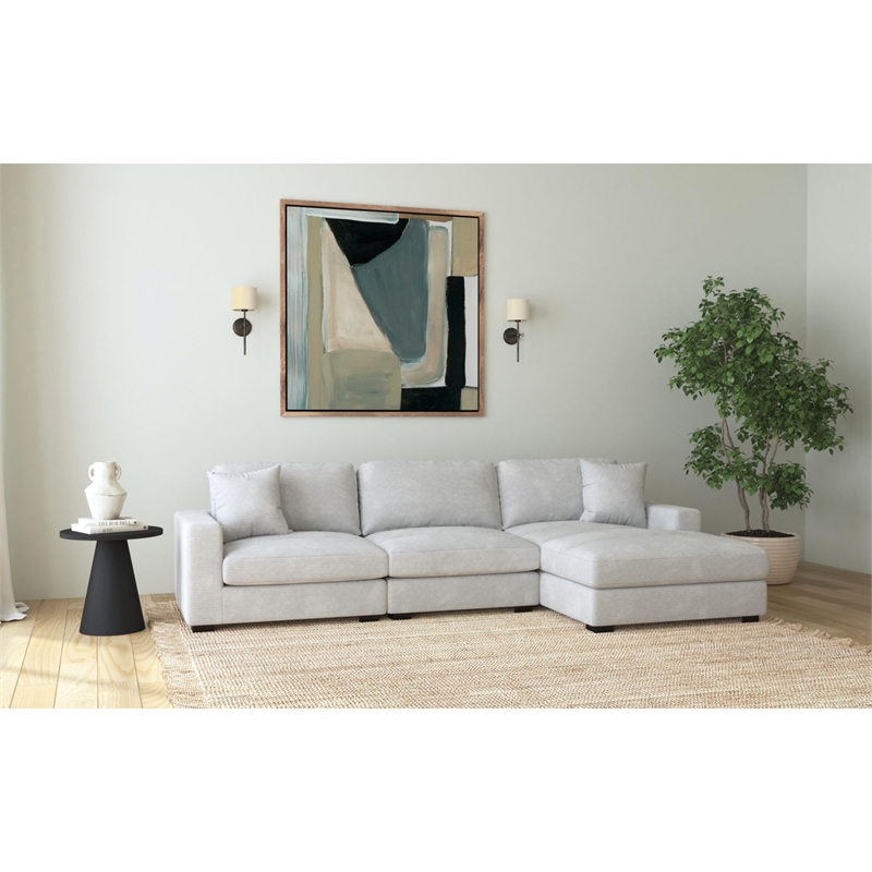 Picket House Furnishings Mesa Modular 3PC Sectional Set with RHF Chaise - Stone
