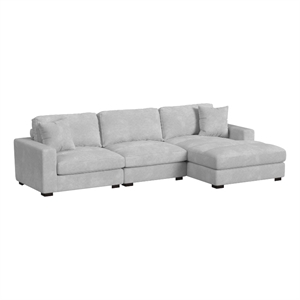 Picket House Furnishings Mesa Modular 3PC Sectional Set with RHF Chaise - Stone