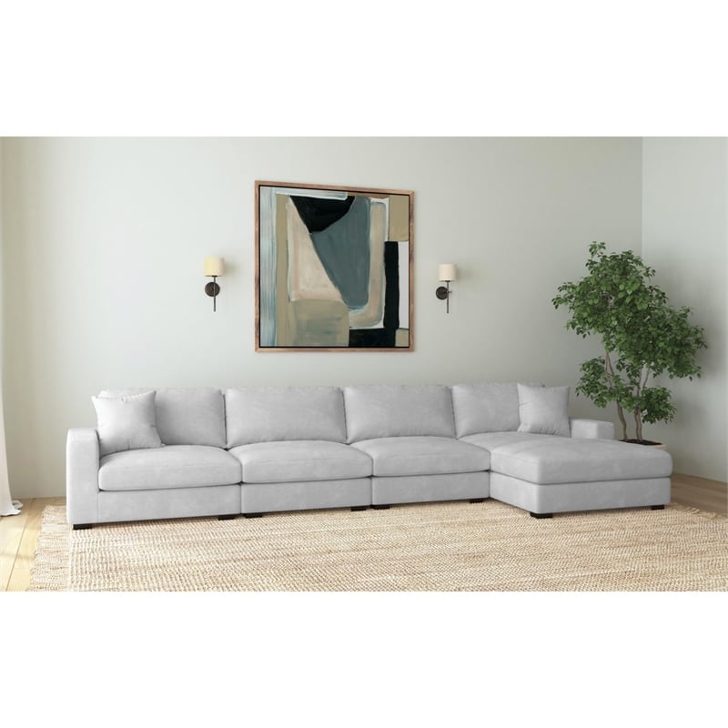 Picket House Furnishings Mesa Modular 4PC Sectional Set with RHF Chaise - Stone