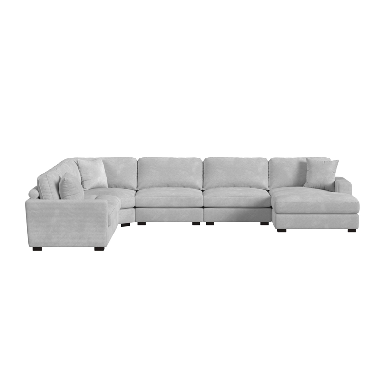 Picket House Furnishings Mesa Modular 6PC Sectional Set with RHF Chaise - Stone