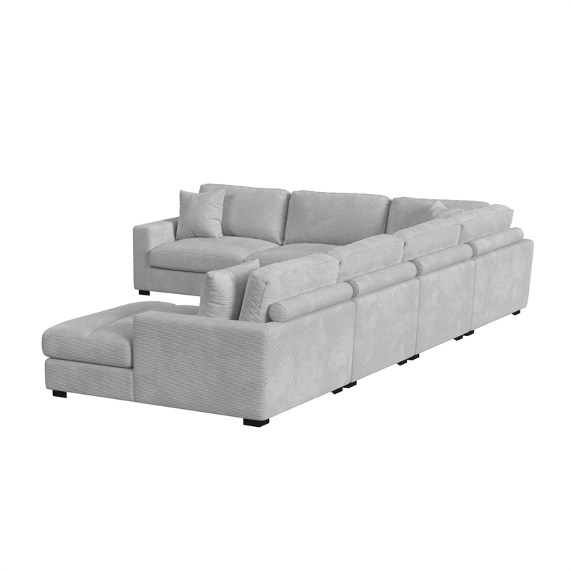 Picket House Furnishings Mesa Modular 6PC Sectional Set with RHF Chaise - Stone