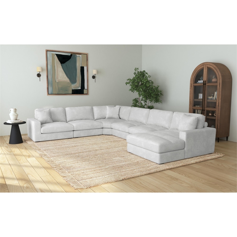 Picket House Furnishings Mesa Modular 6PC Sectional Set with RHF Chaise - Stone