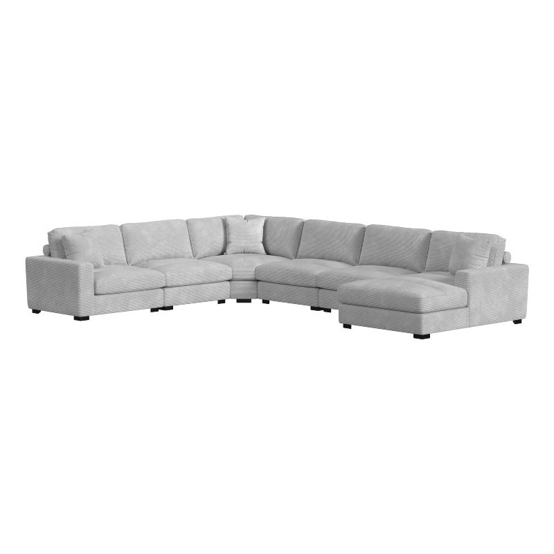 Picket House Furnishings Mesa Modular 6PC Sectional Set with RHF Chaise - Stone
