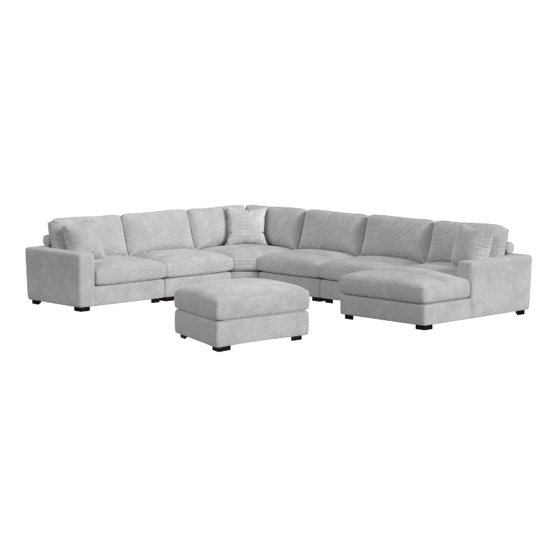 Picket House Furnishings Mesa Modular 7PC Sectional Set with RHF Chaise - Stone