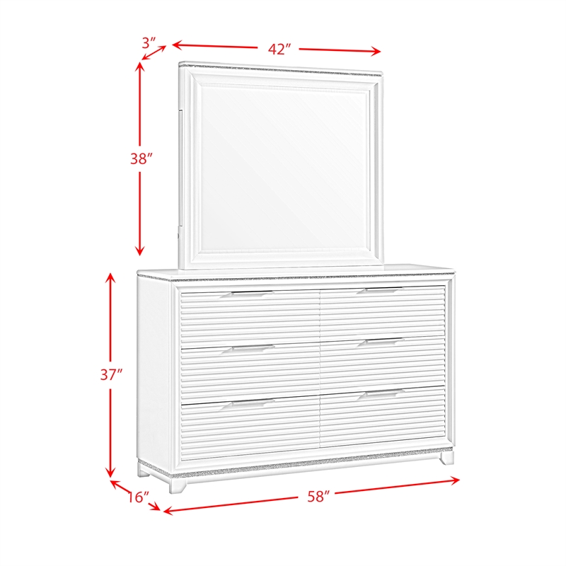 Picket House Furnishings Xena Dresser and Mirror Set in White