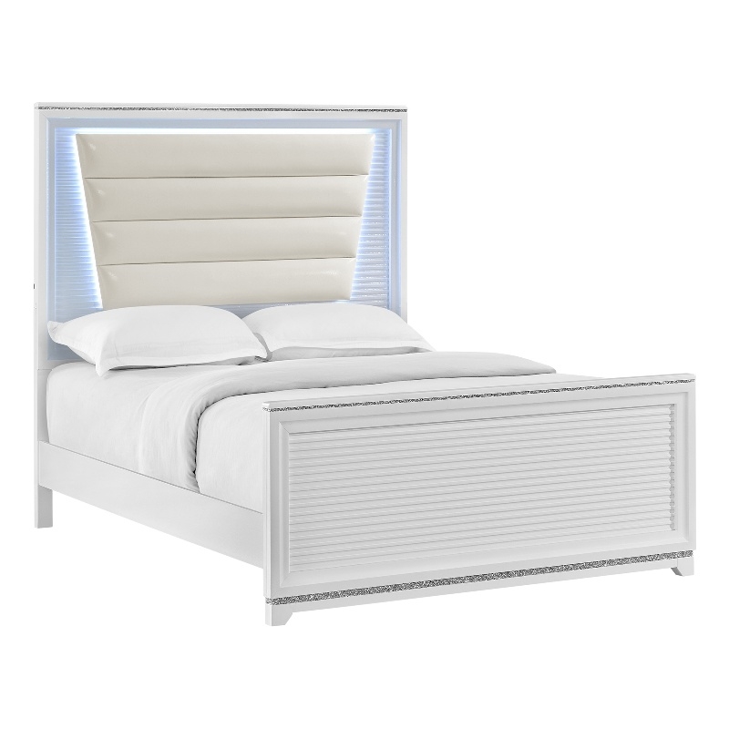 Picket House Furnishings Xena Full UPH Bed with Lights in White