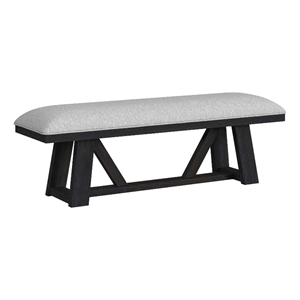 Picket House Furnishings Pinnacle Dining Bench with Light Gray Fabric - Charcoal