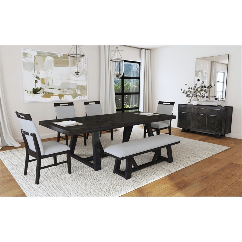 Picket House Furnishings Pinnacle 6PC Standard Height Dining Set in Charcoal