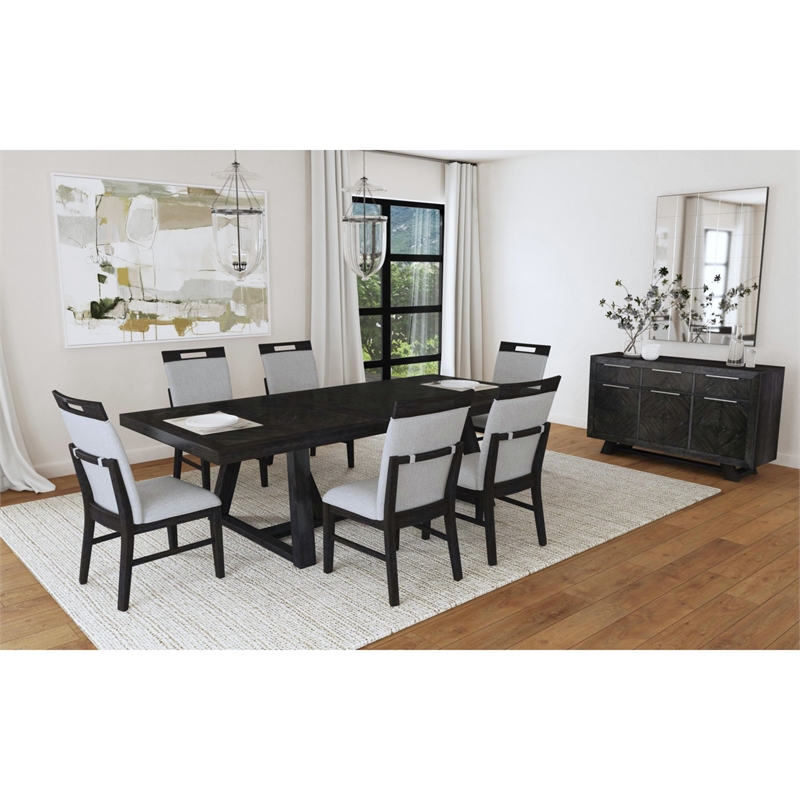 Picket House Furnishings Pinnacle 7PC Standard Height Dining Set in Charcoal