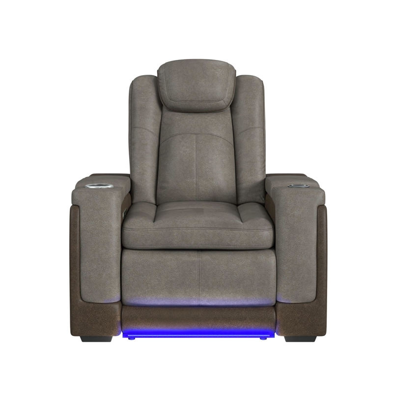 Picket House Furnishings Niven Power Motion Recliner in Rocky Gray/Brown
