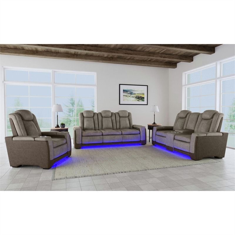 Picket House Furnishings Niven Power Motion Recliner in Rocky Gray/Brown