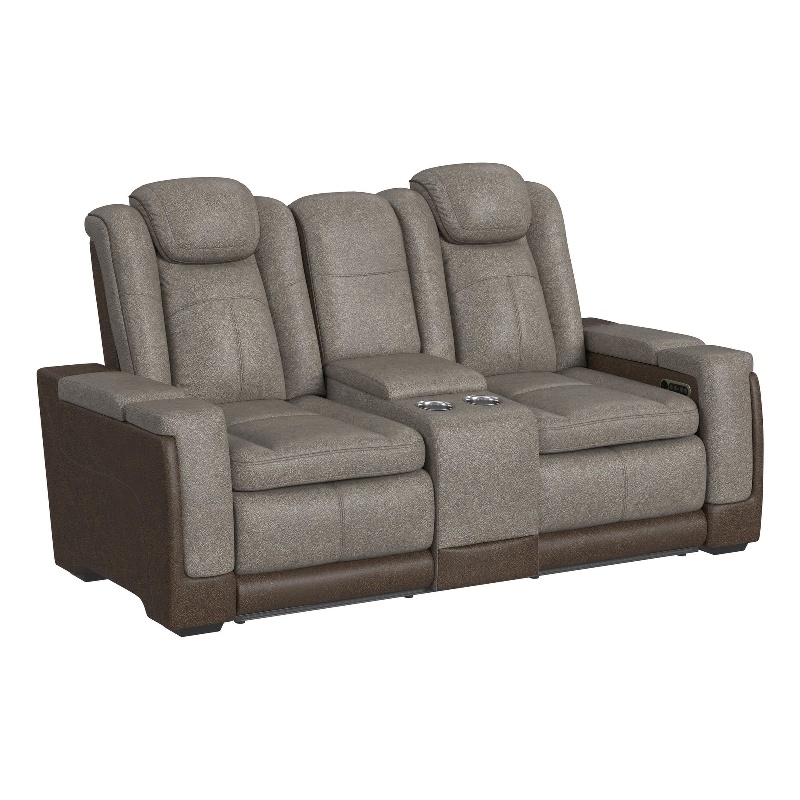 Picket House Furnishings Niven Power Motion Loveseat in Rocky Gray/Brown