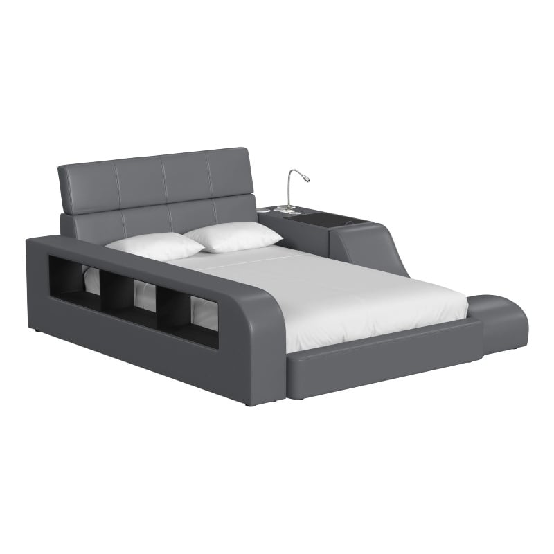 Picket House Furnishings Booker Full Transformer Bed with Electronic in Gray PU