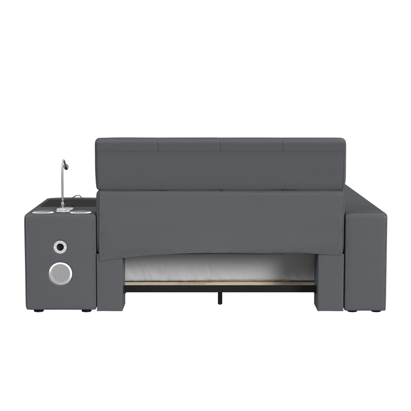 Picket House Furnishings Booker Nightstand with Electronic Features in Gray PU
