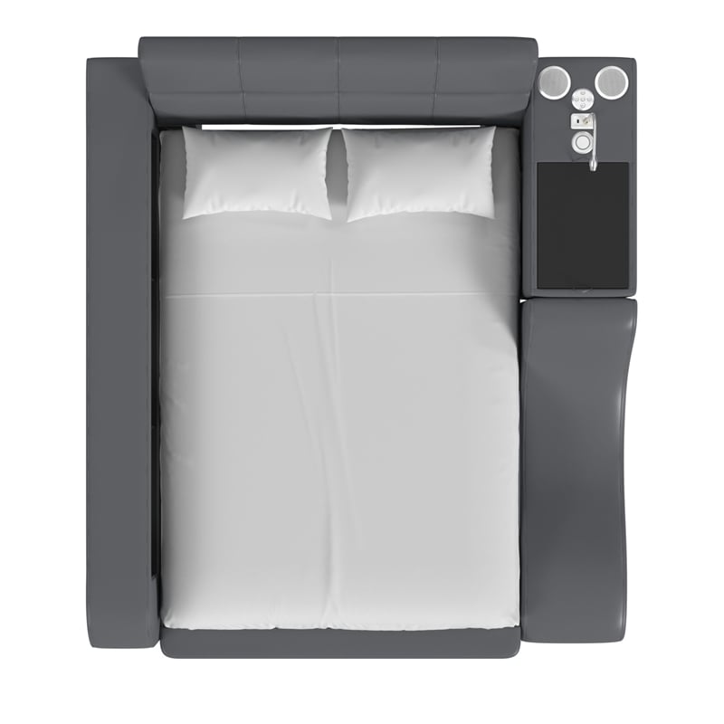 Picket House Furnishings Booker Nightstand with Electronic Features in Gray PU