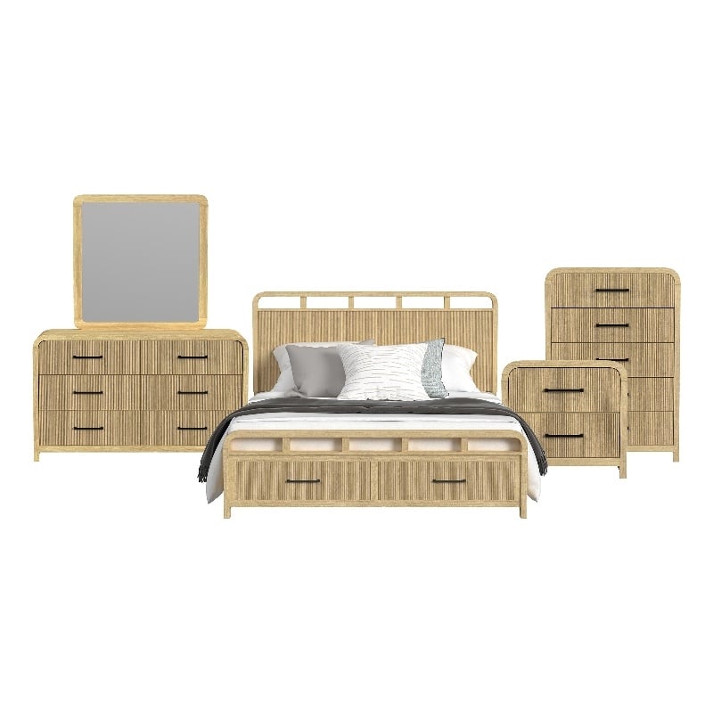 Picket House Furnishings Woodridge King Storage 5PC Bedroom Set in Natural