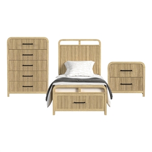 Picket House Furnishings Woodridge Twin Storage 3PC Bedroom Set in Natural