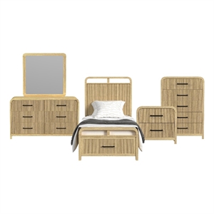 Picket House Furnishings Woodridge Twin Storage 5PC Bedroom Set in Natural
