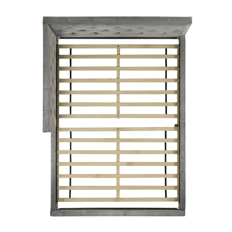 Picket House Furnishings Juniper  Full UPH Corner Bed with LED and USB in Grey