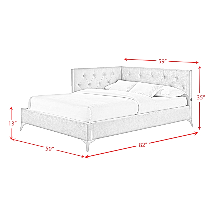 Picket House Furnishings Juniper  Full UPH Corner Bed with LED and USB in Grey
