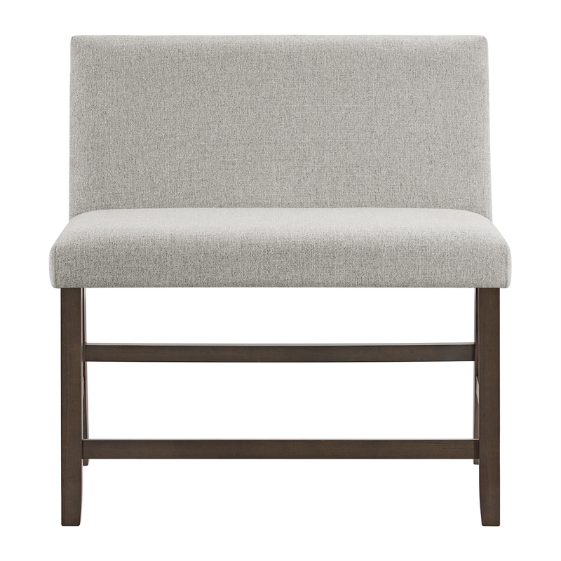 Picket House Furnishings Hester Counter Bench with Upholstered Back in Brown