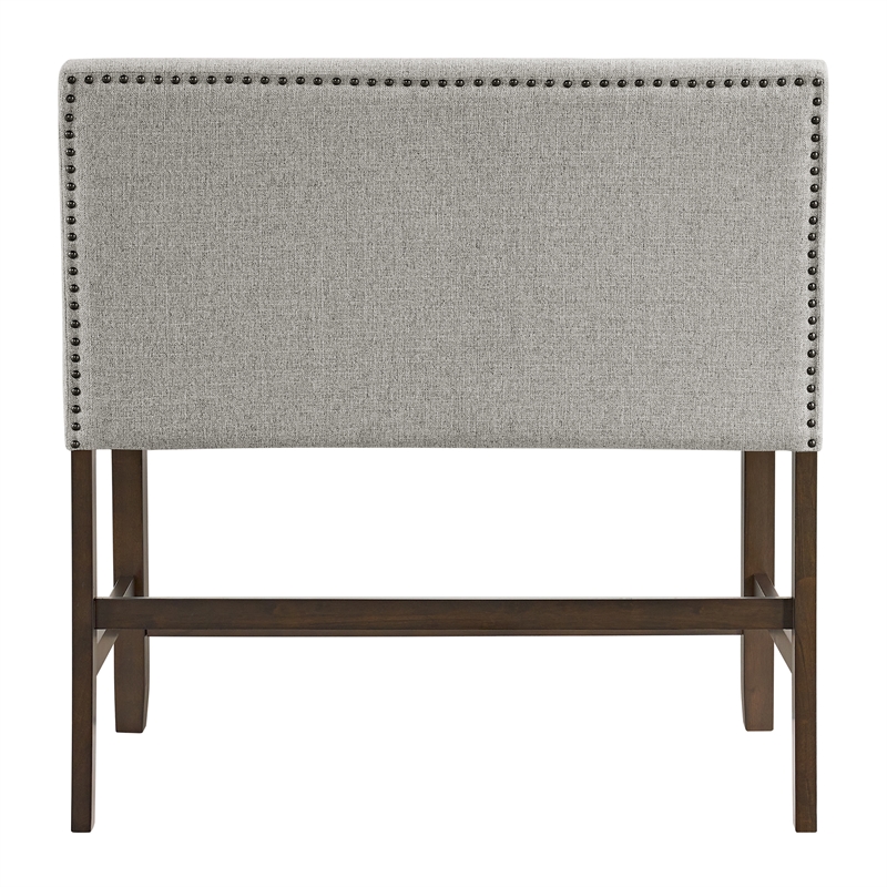 Picket House Furnishings Hester Counter Bench with Upholstered Back in Brown