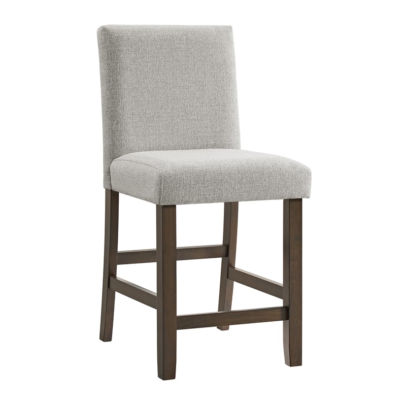 Picket House Furnishings Hester Counter Side Chair Set with Gray Fabric in Brown