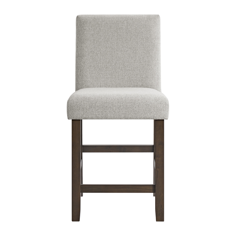 Picket House Furnishings Hester Counter Side Chair Set with Gray Fabric in Brown