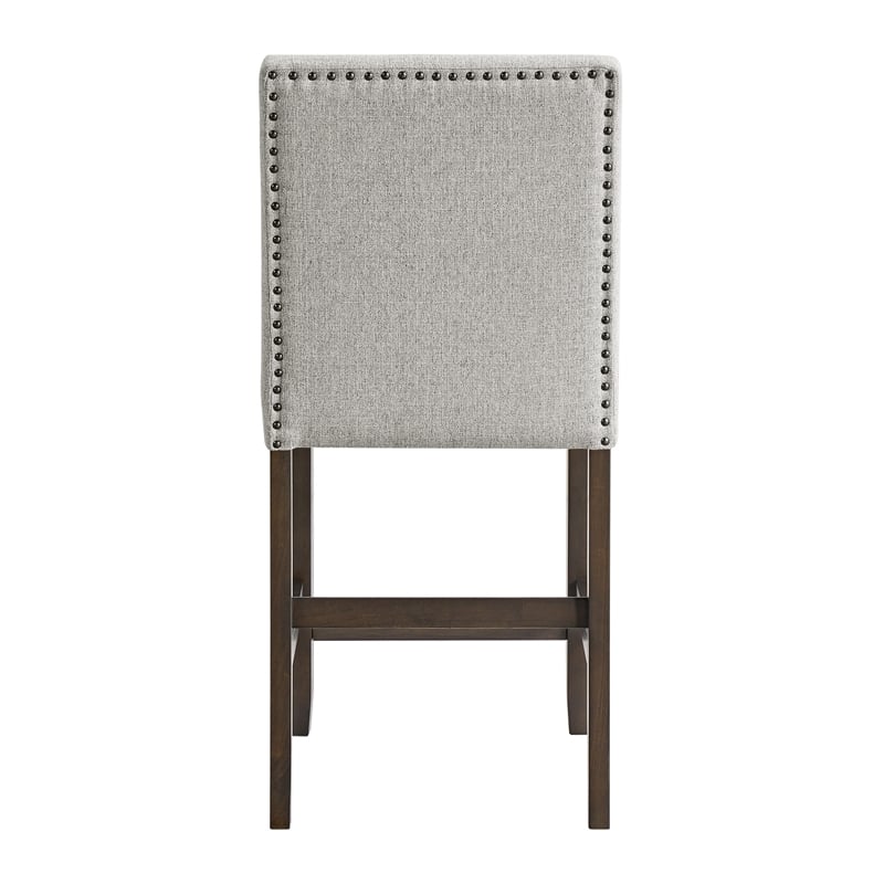 Picket House Furnishings Hester Counter Side Chair Set with Gray Fabric in Brown