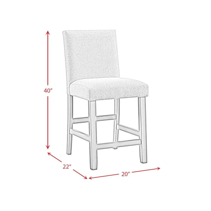 Picket House Furnishings Hester Counter Side Chair Set with Gray Fabric in Brown