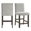 Picket House Furnishings Hester Counter Side Chair Set with Gray Fabric in Brown