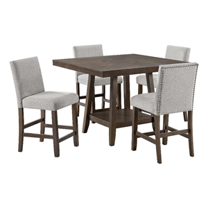 picket house furnishings hester  5pc counter height dining set in brown