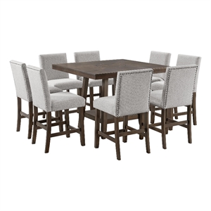 picket house furnishings hester 9pc counter height dining set in brown