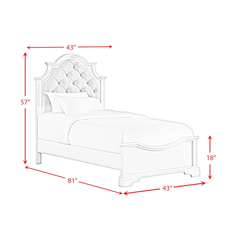 Picket House Furnishings Ulysses Youth Twin UPH 5PC Bedroom Set in White