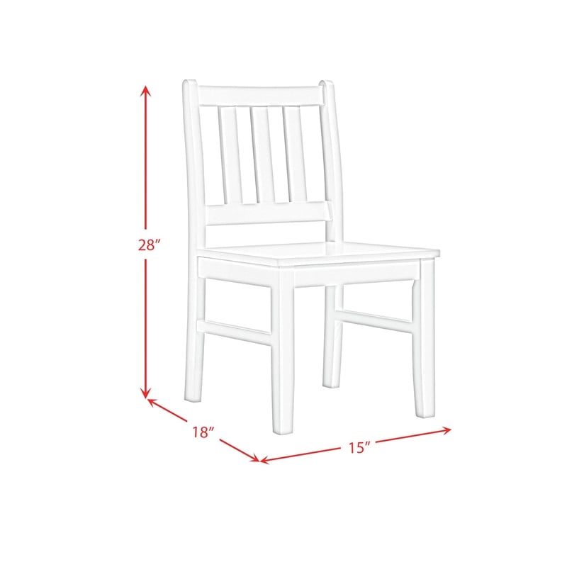 Picket House Furnishings Daniel 5PC Dining Set with Table and 4 Chairs in White