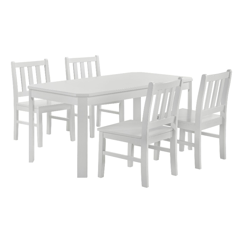 Picket House Furnishings Daniel 5PC Dining Set with Table and 4 Chairs in White