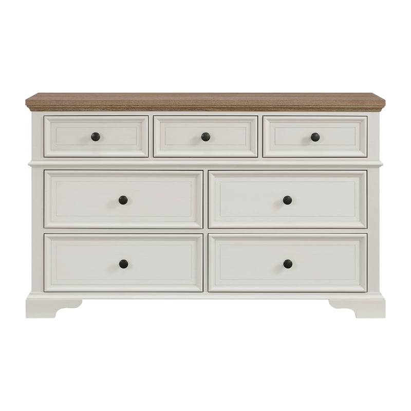 Picket House Furnishings Ulysses Youth 7-Drawer Dresser in Brown and White