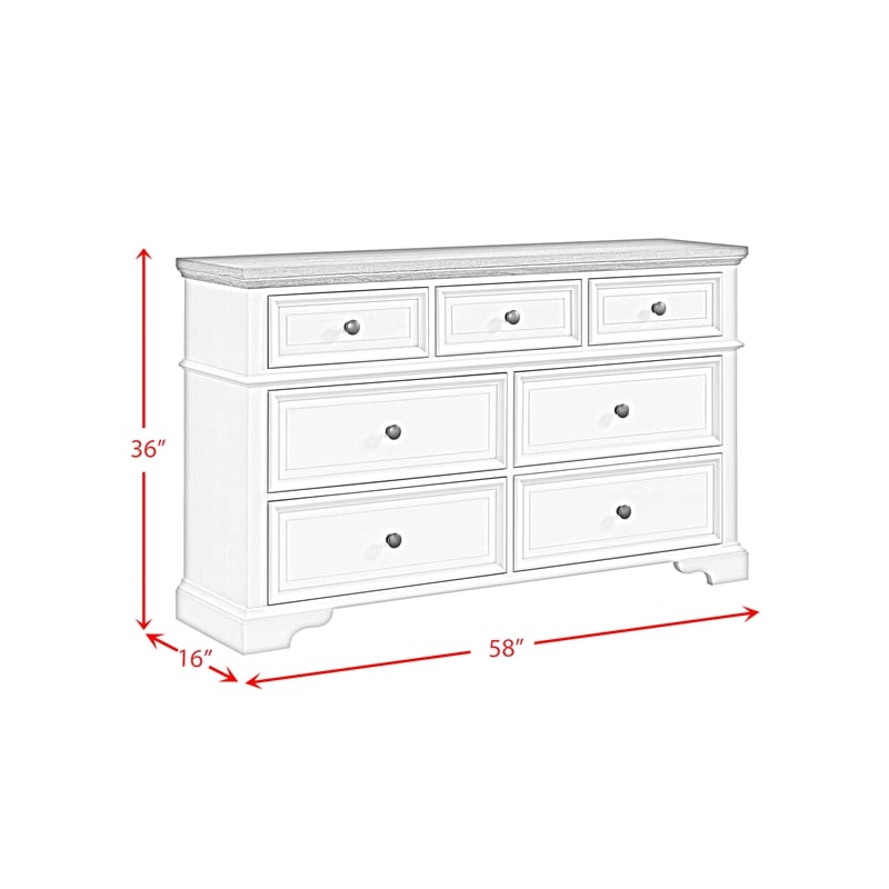 Picket House Furnishings Ulysses Youth 7-Drawer Dresser in Brown and White