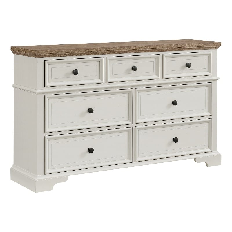 Picket House Furnishings Ulysses Youth 7-Drawer Dresser in Brown and White