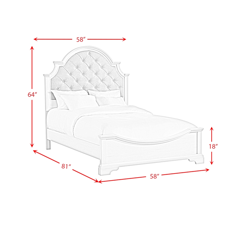 Picket House Furnishings Ulysses Youth Full UPH 3PC Bedroom Set in White