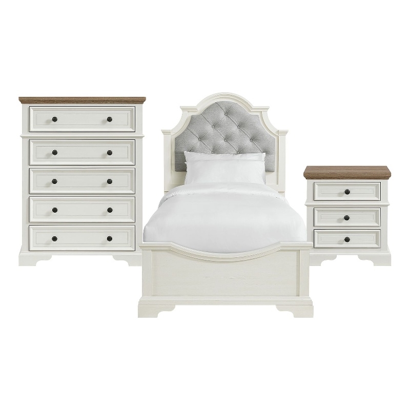 Picket House Furnishings Ulysses Youth Twin UPH 3PC Bedroom Set in White