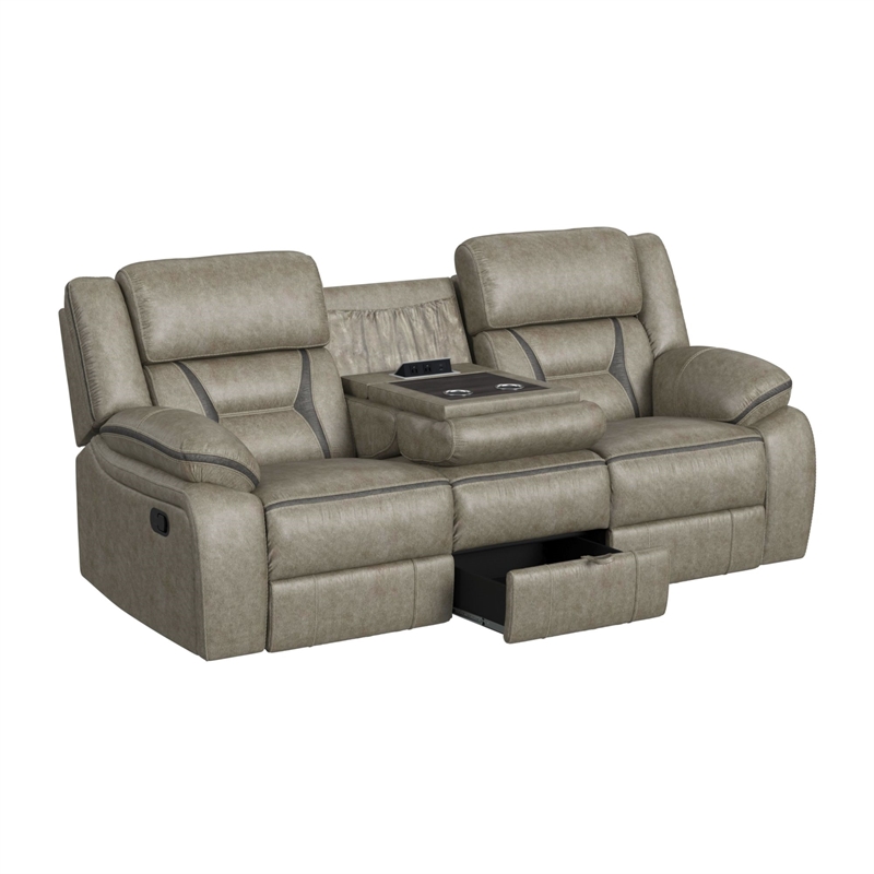 Picket House Furnishings Kaoru Motion Sofa with DDT-Drawer and PWS -Corral Gray