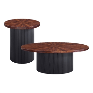 picket house furnishings rosalind 2pc occasional table set in cherry and black