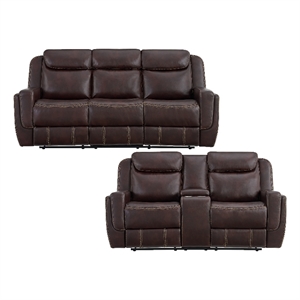 picket house furnishings lynx 2pc living room set in neono brown