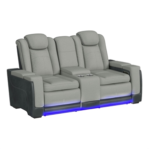 Picket House Furnishings Niven Power Motion Loveseat in Rocky Cement/Charcoal