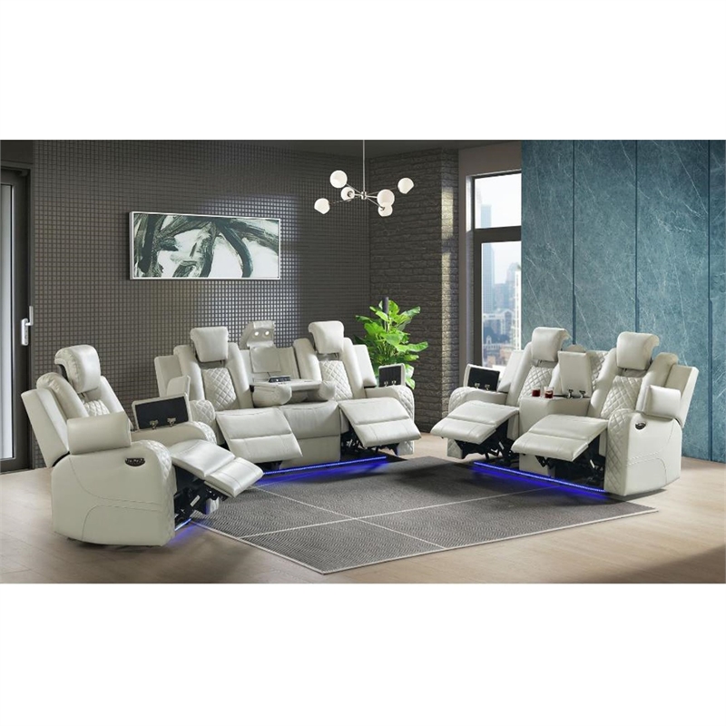 Picket House Furnishings Amias Power Motion Recliner in Pebble Oyster