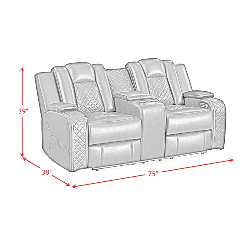 Picket House Furnishings Amias Power Motion Loveseat in Pebble Oyster