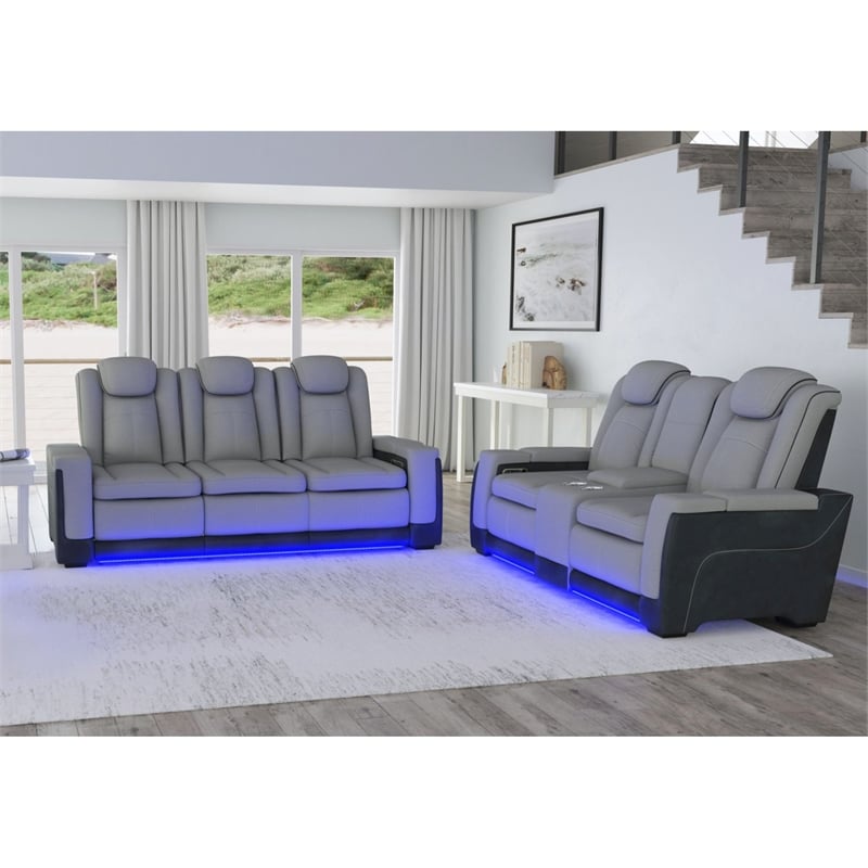 Picket House Furnishings Niven 2PC Living Room Set in Rocky Cement/Charcoal